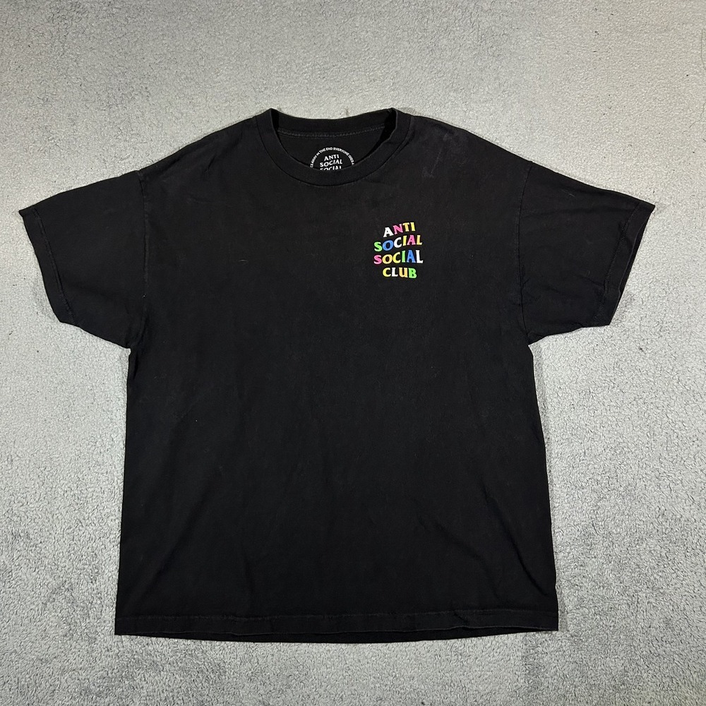 Anti Social Social Club Mens 2XL Black Multicolor Logo T-Shirt 3931